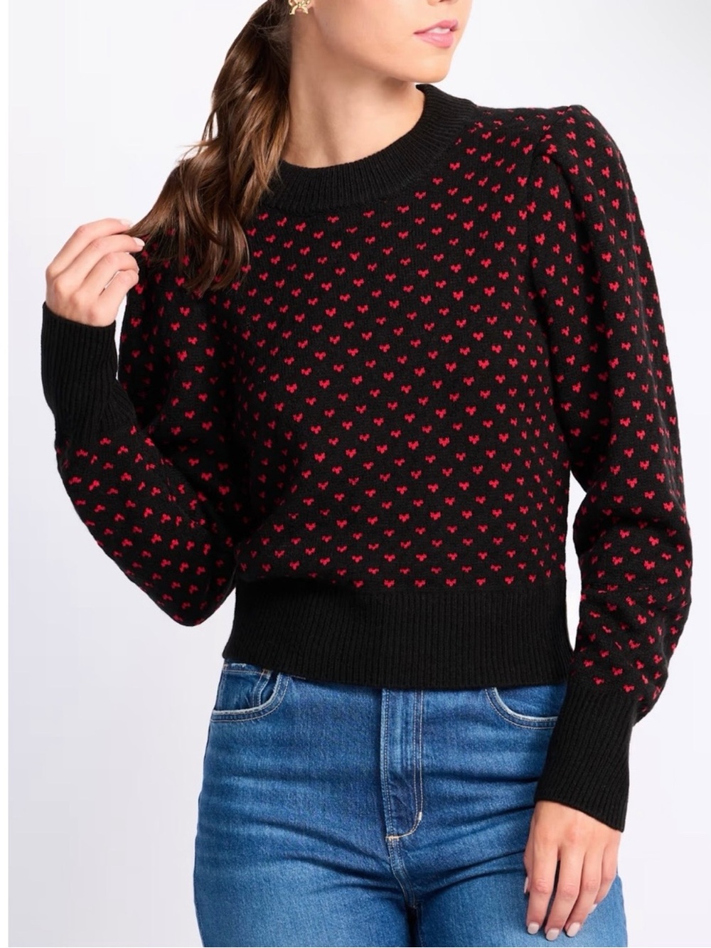 Pistola Coco Amour Puff Sleeve Heart Sweater Size Medium